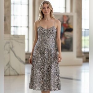 Dress the Population Silver and Black Sequin Dress